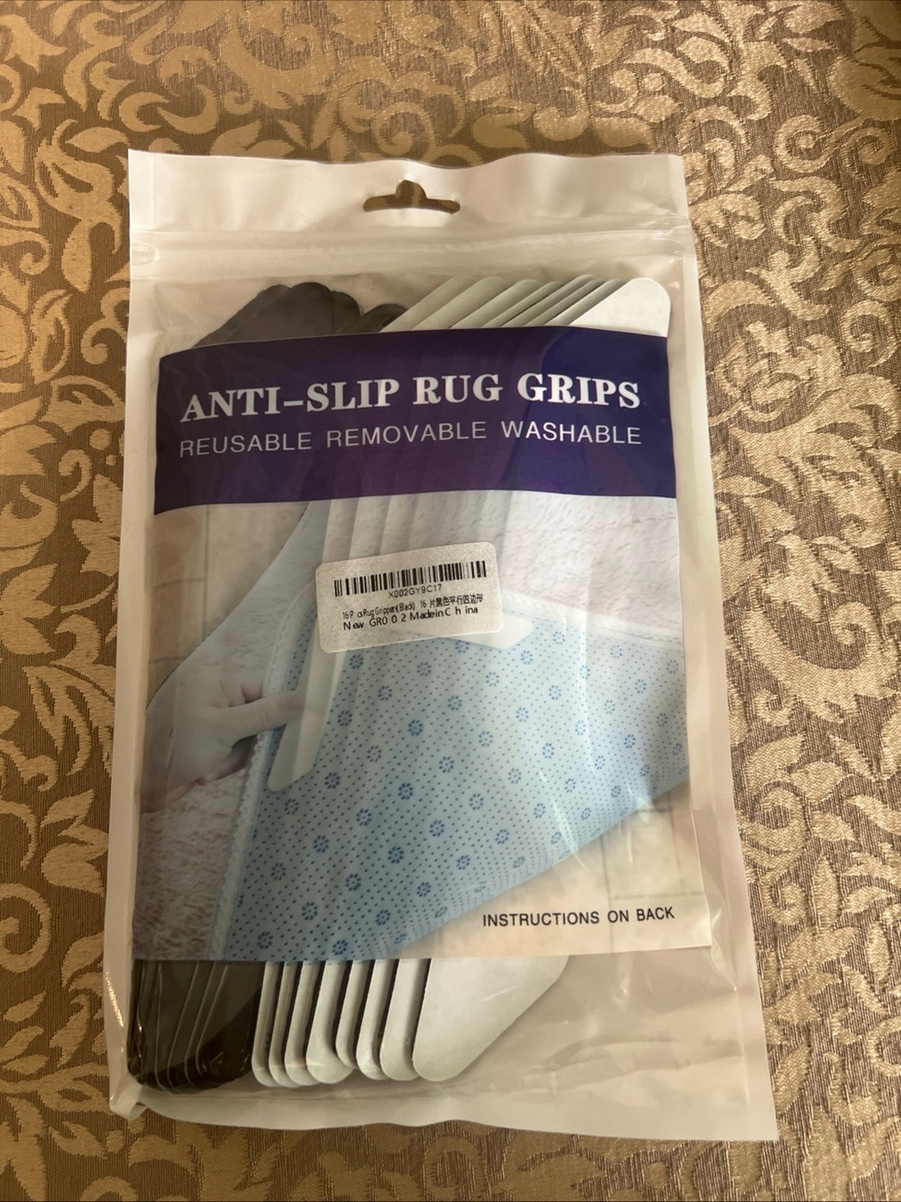 Rug Grippers Anti Curling Non Slip Pad Carpet Reusable Removable Washable 8 pcs